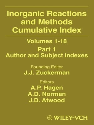 cover image of Inorganic Reactions and Methods, Cumulative Index Volumes 1-18, Part 1